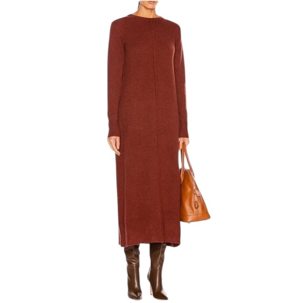 Co Collection Cashmere Midi Sweater Dress XS Rust - Picture 3 of 13